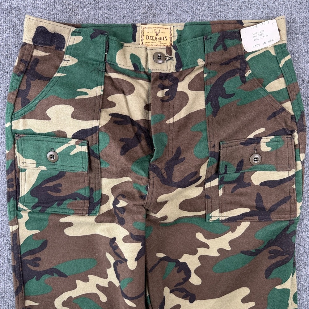 Vintage Deerskin Camo Fatigue Cargo Pants Mens 32x32 ERDL Made in USA NWT 80s